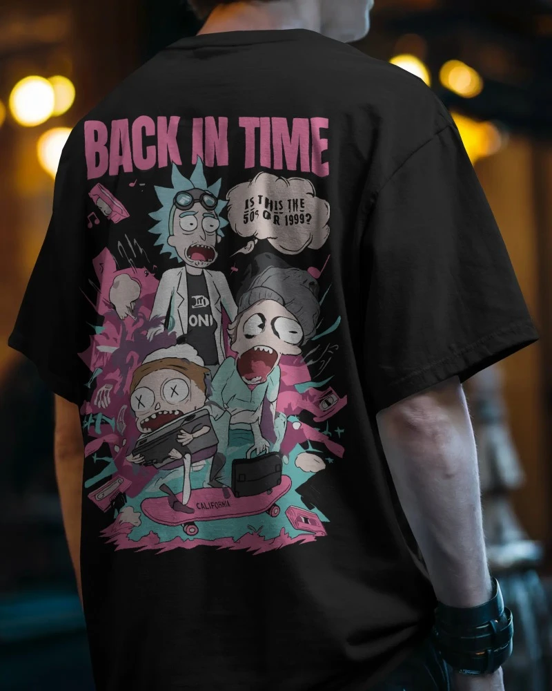 TeesWarrior Back In Time Oversized T-Shirt - Vintage Graphic Tee for Men