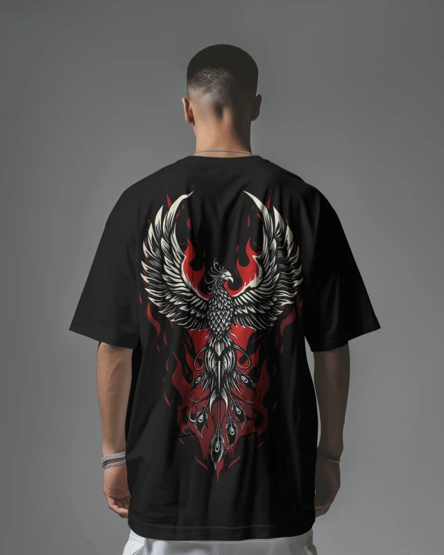 Wings of Fire Oversized Cotton Tee | Comfortable Dragon Graphic Shirt for Fans