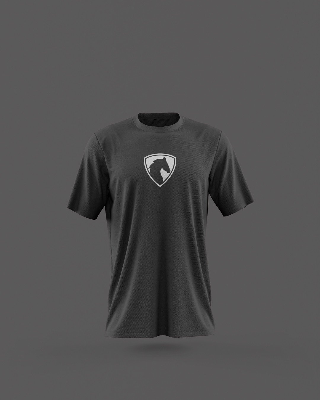 Horse Logo Printed Black Cotton T-Shirt