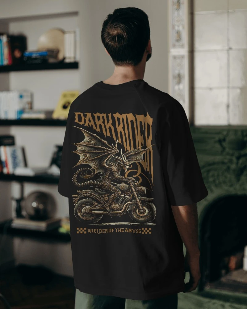 TeesWarrior Official Dark Rider Oversized Black T-Shirt | Men's Graphic Tee