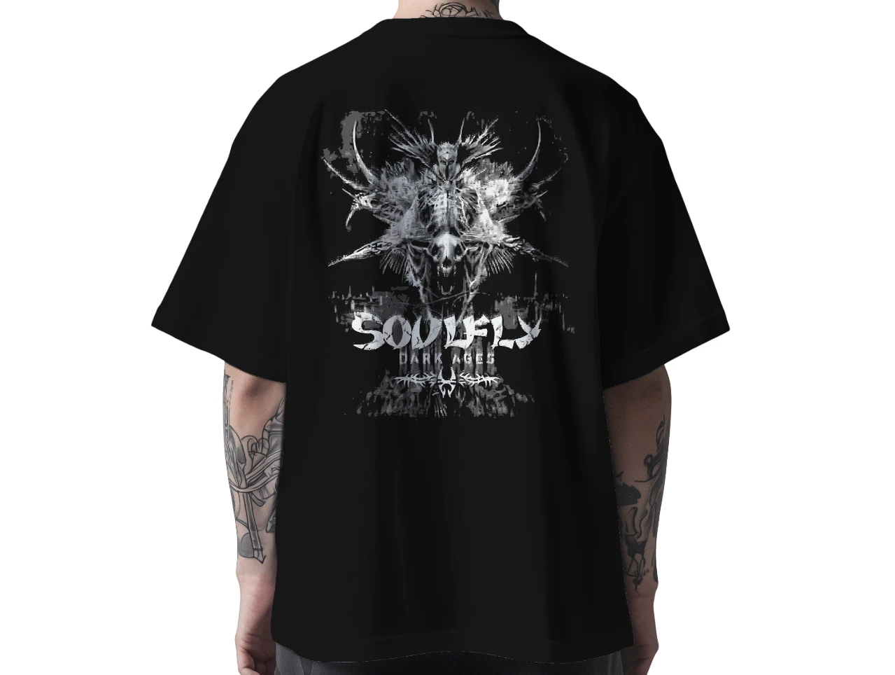 TeesWarrior Oversized Black Fit Drop-Shoulder Stylish Latest Graphic Printed Half Sleeve T-Shirt for men