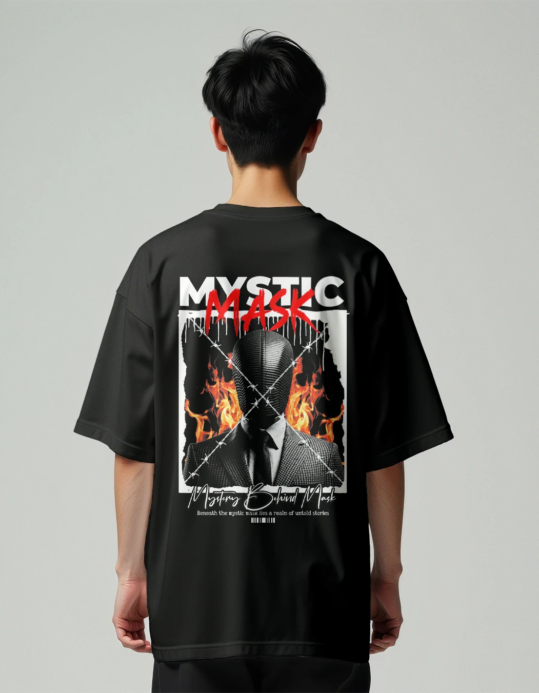 Mystic printed black oversized t-shirt