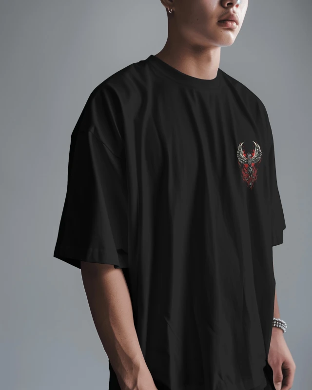 Wings of Fire Oversized Cotton Tee | Comfortable Dragon Graphic Shirt for Fans