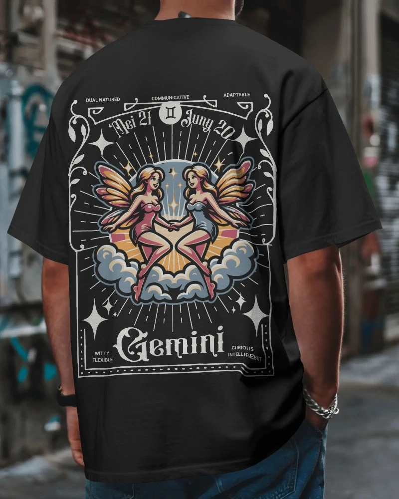 Gemini Zodiac Oversized T-Shirt | Astrology Tee for Twins