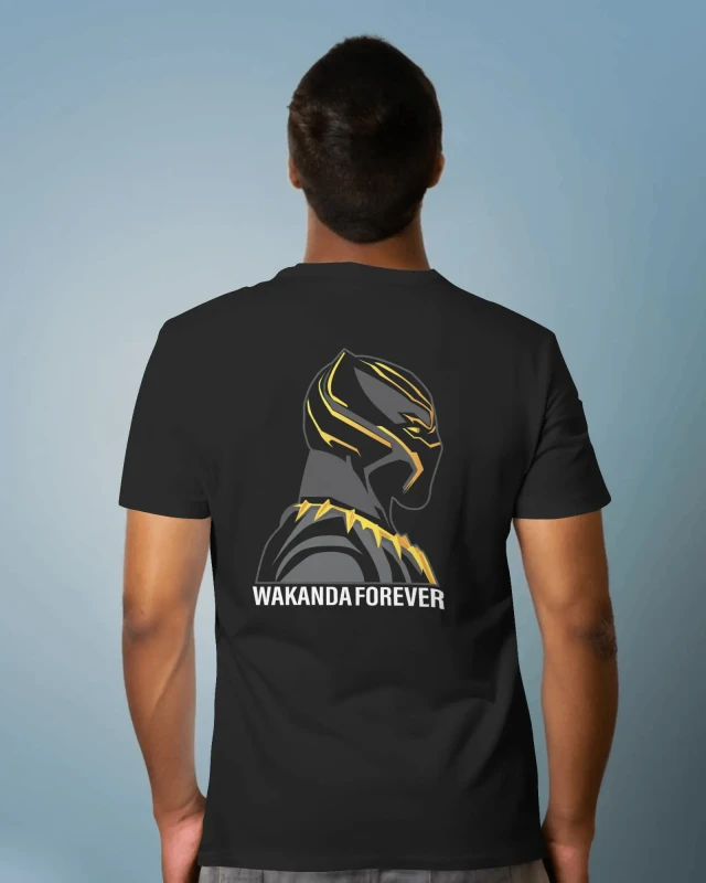 TeesWarrior Wakanda Forever Black Panther Graphic Printed 100% Cotton T-Shirt – Regular Fit, Round Neck, Half Sleeves