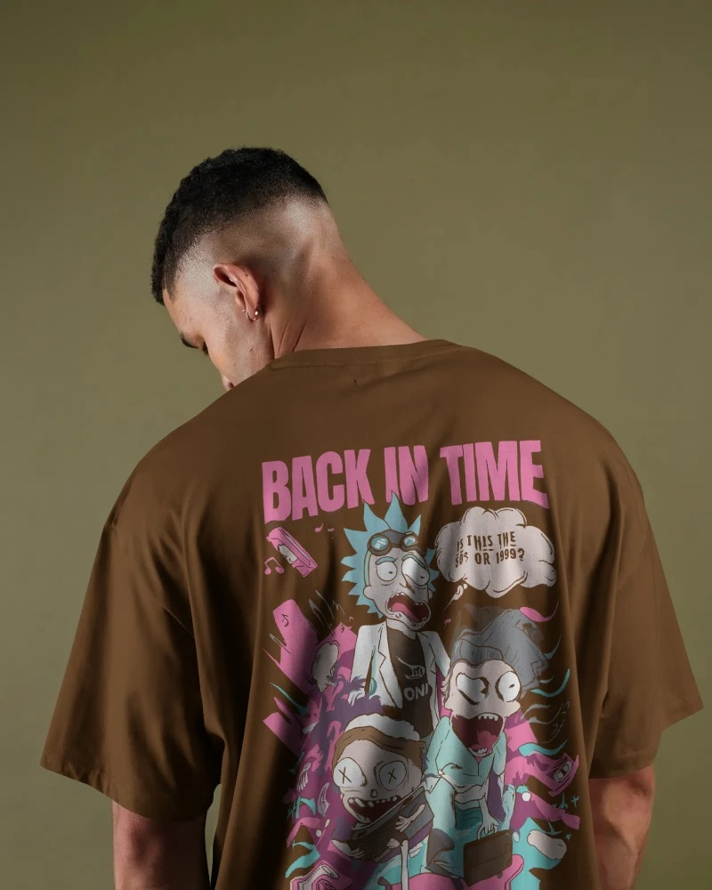 TeesWarrior Back In Time Oversized T-Shirt - Vintage Graphic Tee for Men