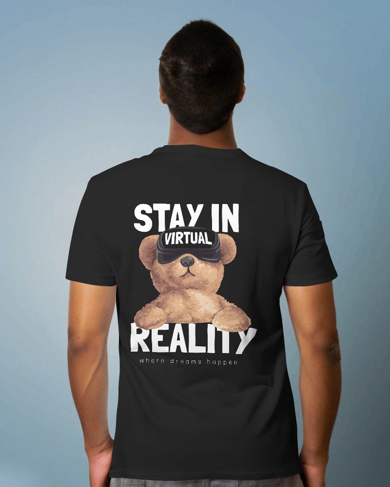 TeesWarrior Stay in virtual reality Graphics Printed Regular Bio-wash Cotton T-Shirt for men