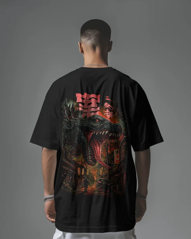 TeesWarrior Dinosaur Japanese Graphic Oversized T-Shirt