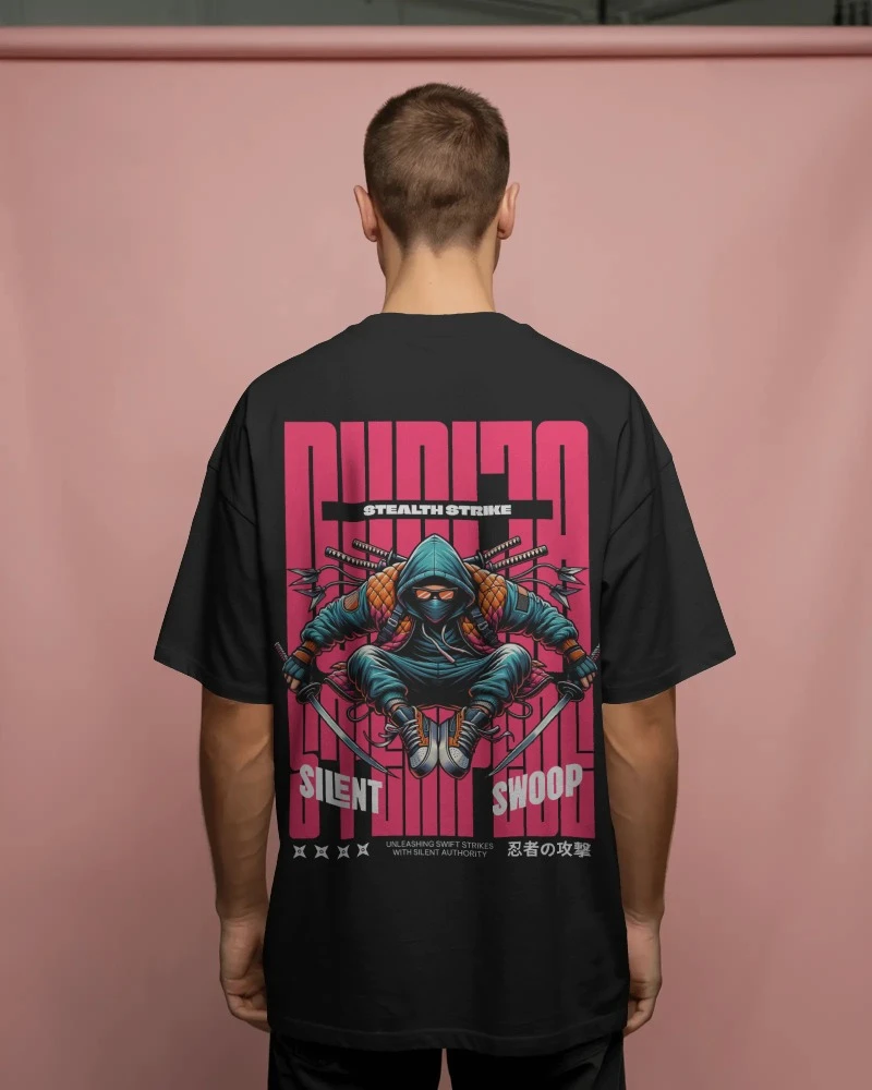 TeesWarrior Ninja Oversized Cotton T-Shirt - Relaxed Fit, Soft & Breathable