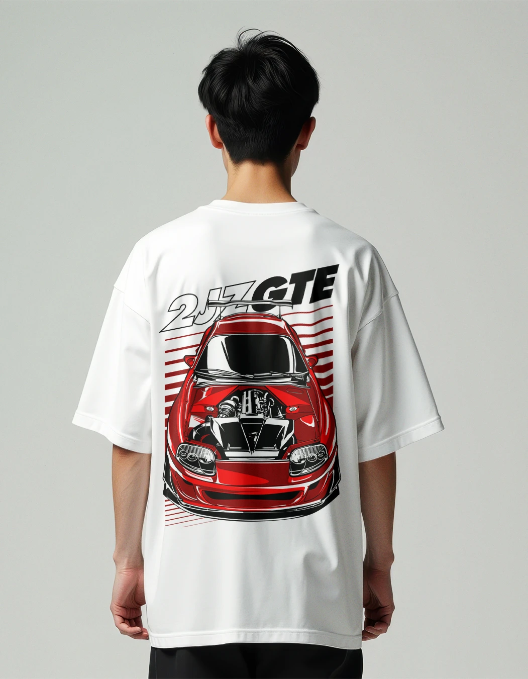 Supercar GTE printed white oversized t-shirt